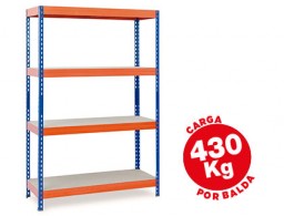 Estantería ar storage metálica 4 estantes 430 Kg. azul naranja